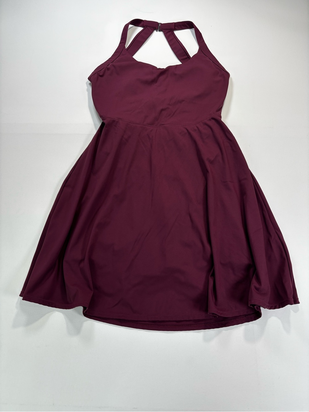 HALARA Plum Athletic Halter Fit-and-Flare Dress